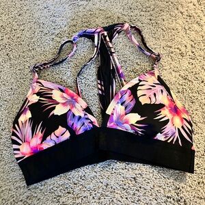 PINK Floral Print Women's Bikini Top
